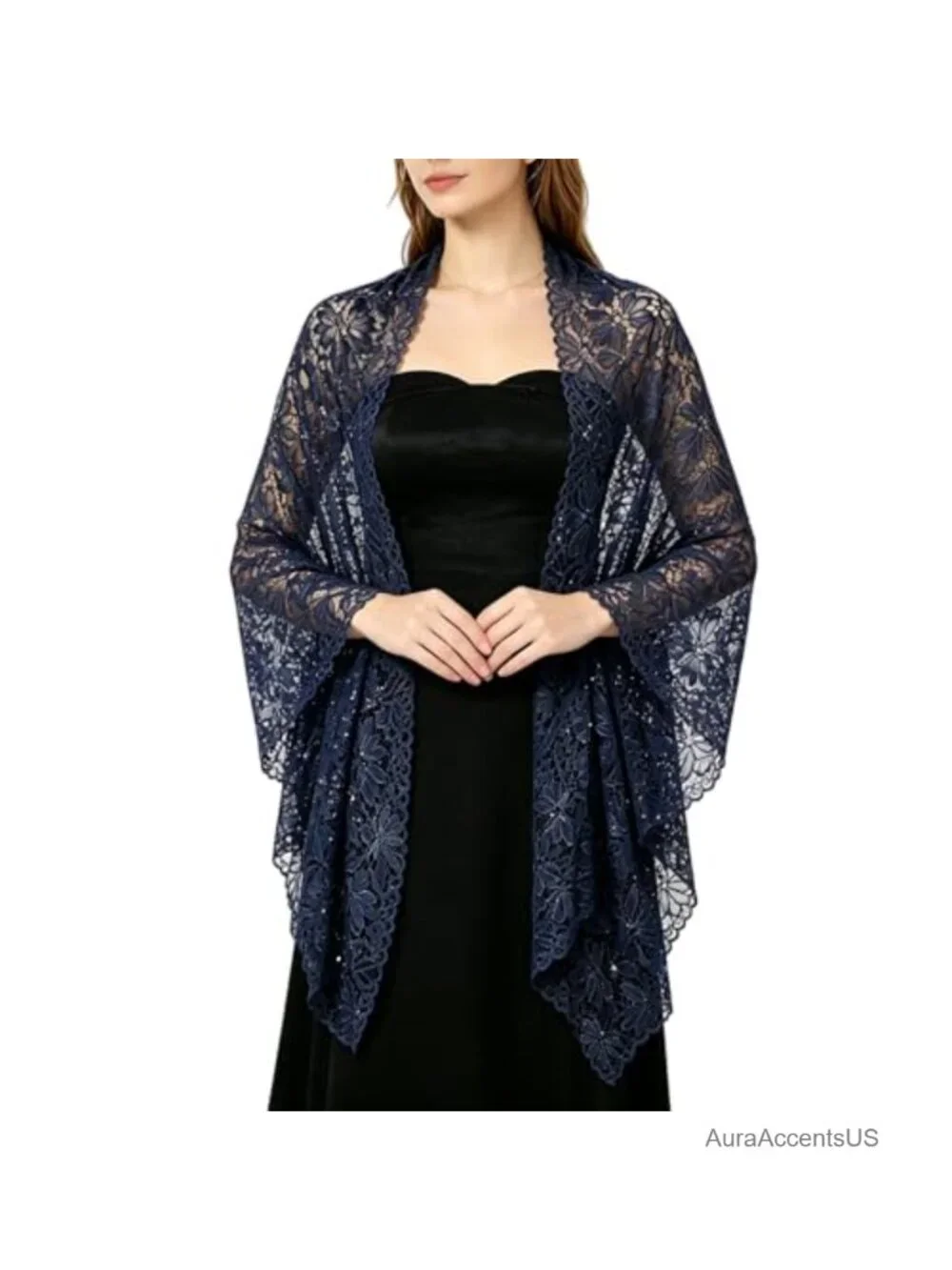 Lace Rhinestone Wrap Shawl Wedding Bridal Cape for Women